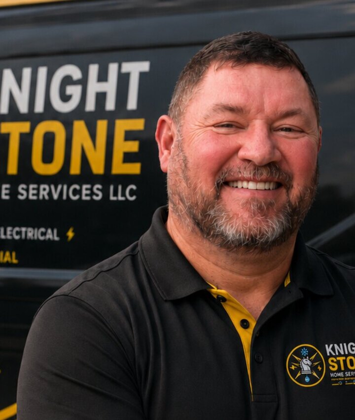 Will Hamby, owner of KnightStone Home Services, standing ready in his work uniform